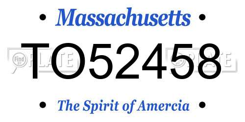 TO52458 Massachusetts License Plate