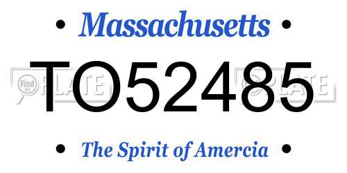 TO52485 Massachusetts License Plate