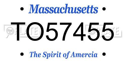 TO57455 Massachusetts License Plate