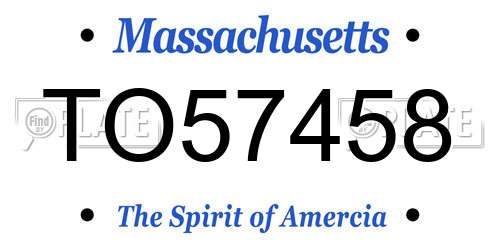 TO57458 Massachusetts License Plate
