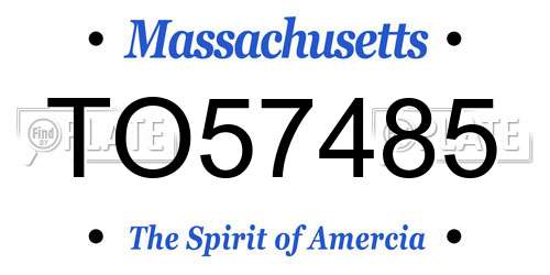 TO57485 Massachusetts License Plate