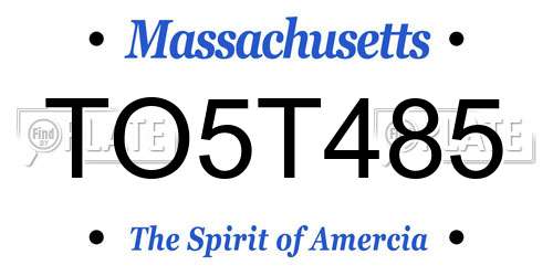 TO5T485 Massachusetts License Plate