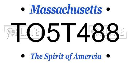 TO5T488 Massachusetts License Plate