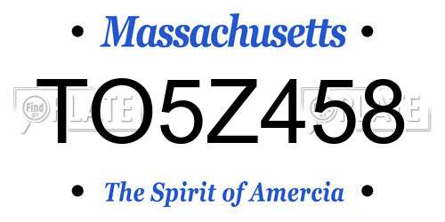 TO5Z458 Massachusetts License Plate