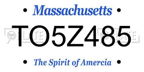 TO5Z485 Massachusetts License Plate