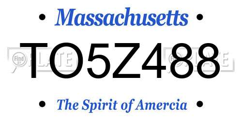 TO5Z488 Massachusetts License Plate