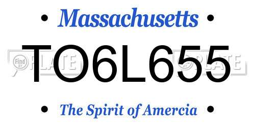 TO6L655 Massachusetts License Plate