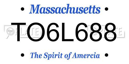 TO6L688 Massachusetts License Plate