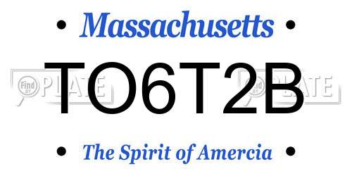 TO6T2B Massachusetts License Plate