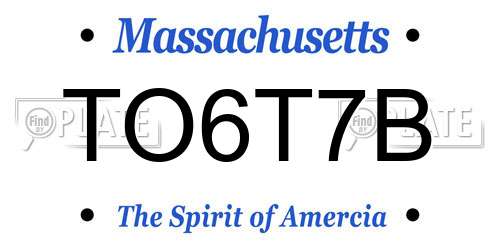 TO6T7B Massachusetts License Plate