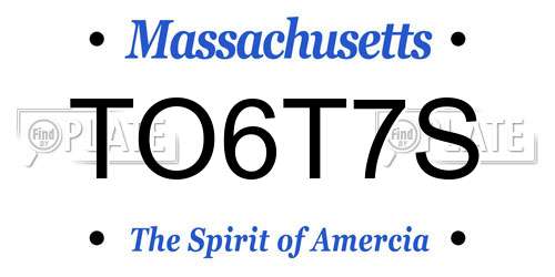 TO6T7S Massachusetts License Plate