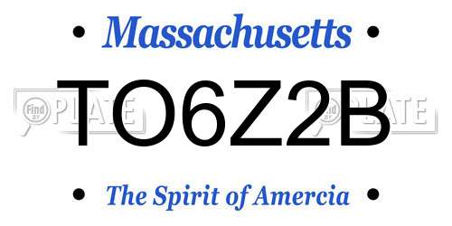 TO6Z2B Massachusetts License Plate
