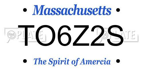 TO6Z2S Massachusetts License Plate