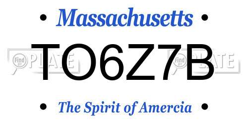TO6Z7B Massachusetts License Plate