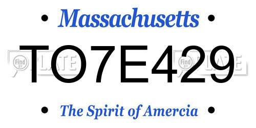 TO7E429 Massachusetts License Plate