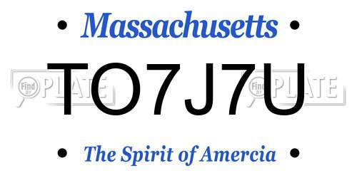 TO7J7U Massachusetts License Plate