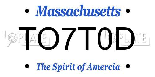 TO7T0D Massachusetts License Plate