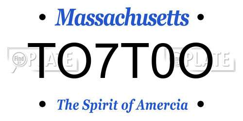 TO7T0O Massachusetts License Plate