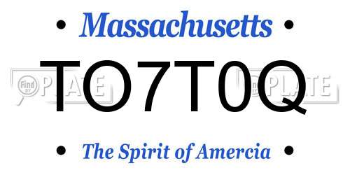 TO7T0Q Massachusetts License Plate