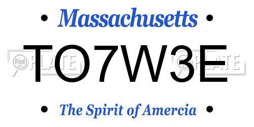 TO7W3E Massachusetts License Plate