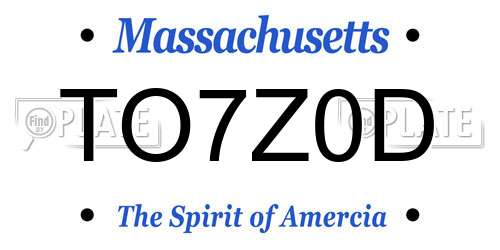 TO7Z0D Massachusetts License Plate