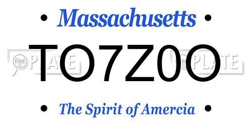 TO7Z0O Massachusetts License Plate