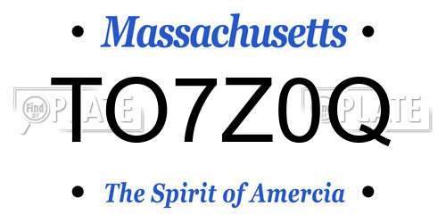 TO7Z0Q Massachusetts License Plate