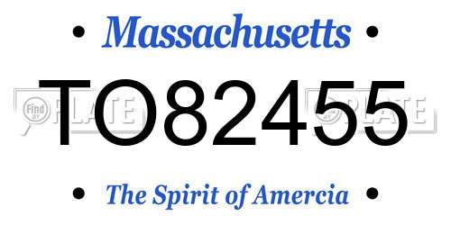 TO82455 Massachusetts License Plate