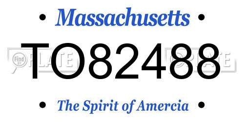 TO82488 Massachusetts License Plate