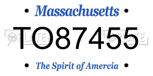TO87455 Massachusetts License Plate