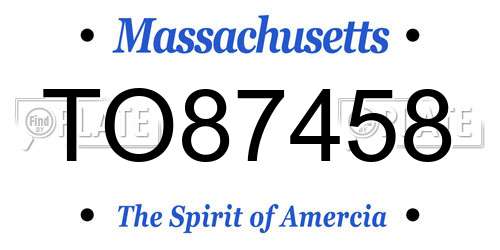 TO87458 Massachusetts License Plate