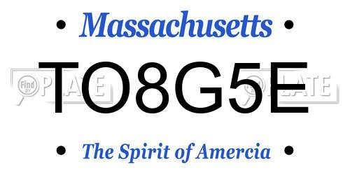 TO8G5E Massachusetts License Plate