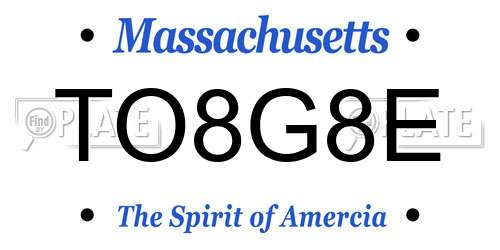 TO8G8E Massachusetts License Plate