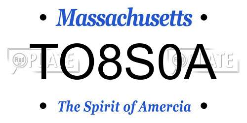 TO8S0A Massachusetts License Plate