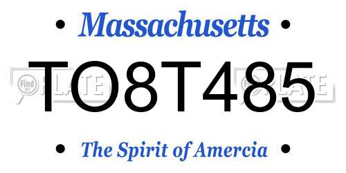 TO8T485 Massachusetts License Plate