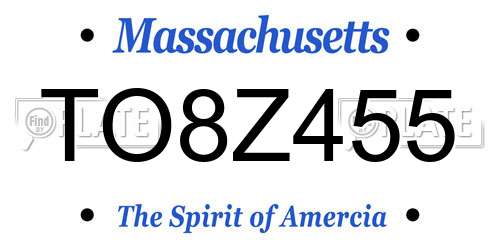 TO8Z455 Massachusetts License Plate