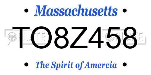 TO8Z458 Massachusetts License Plate