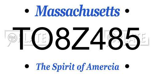 TO8Z485 Massachusetts License Plate
