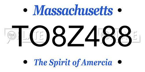 TO8Z488 Massachusetts License Plate