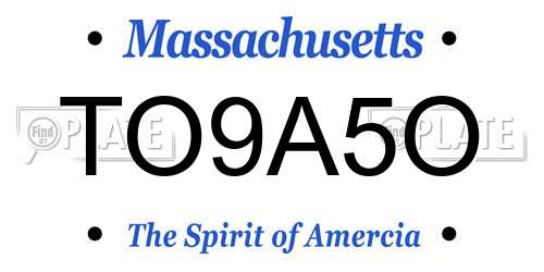 TO9A5O Massachusetts License Plate