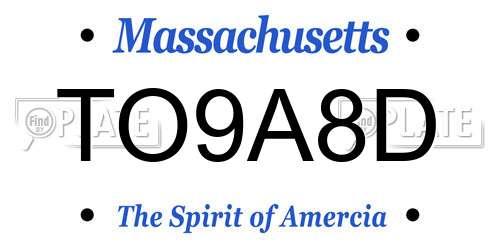 TO9A8D Massachusetts License Plate