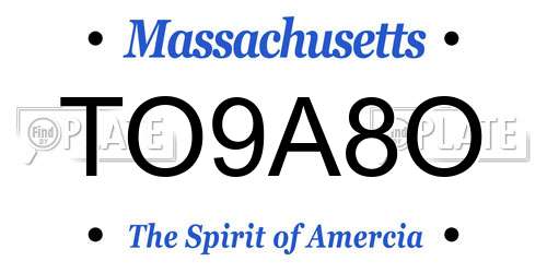 TO9A8O Massachusetts License Plate