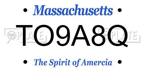 TO9A8Q Massachusetts License Plate
