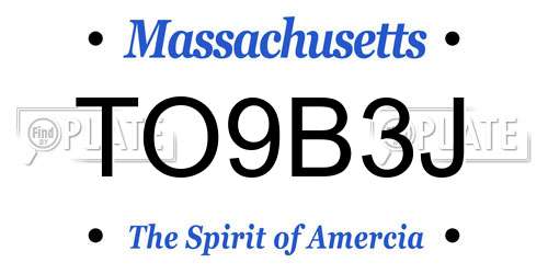 TO9B3J Massachusetts License Plate