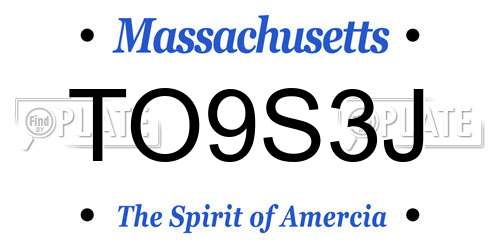 TO9S3J Massachusetts License Plate