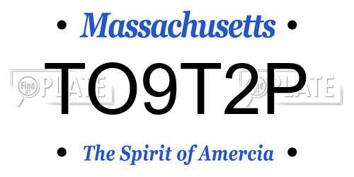 TO9T2P Massachusetts License Plate
