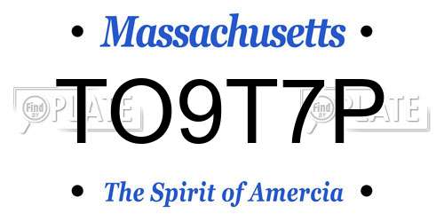 TO9T7P Massachusetts License Plate