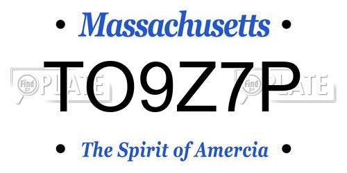 TO9Z7P Massachusetts License Plate