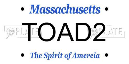 TOAD2 Massachusetts License Plate