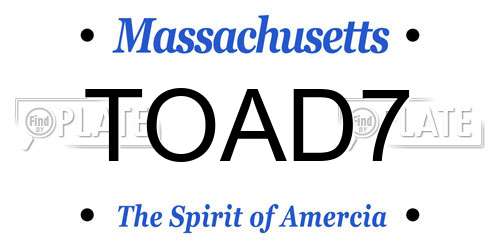 TOAD7 Massachusetts License Plate